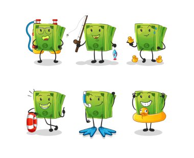 Para su aktivite grubu. çizgi film maskotu vektörü