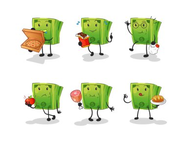 Para yemeği karakterini belirler. çizgi film maskotu vektörü