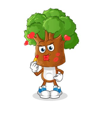 Ağaç kafalı çizgi film maskotu. çizgi film vektörü