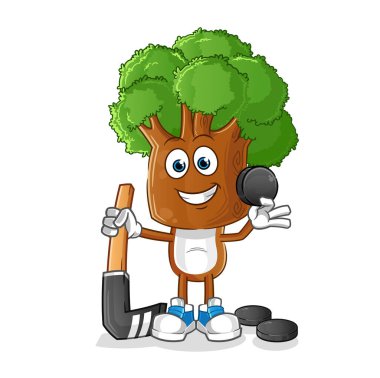 Hokey oynayan ağaç kafalı çizgi film karakteri. çizgi film karakteri