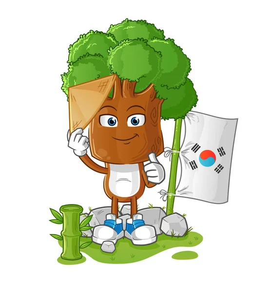 Personaje Coreano Dibujos Animados Cabeza Árbol Vector Mascota Dibujos Animados — Archivo Imágenes Vectoriales