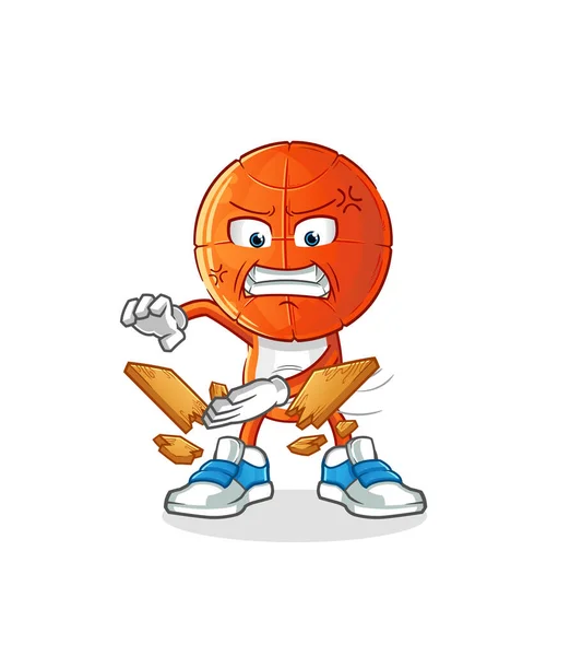 Basketbal Hoofd Cartoon Karate Mascotte Cartoon Vector — Stockvector