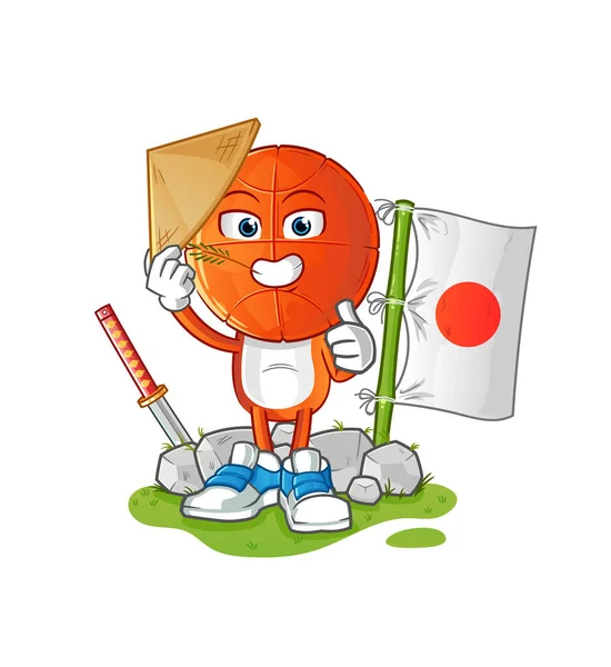 Basketball Head Cartoon Japanese Vector Cartoon Character — Stock Vector