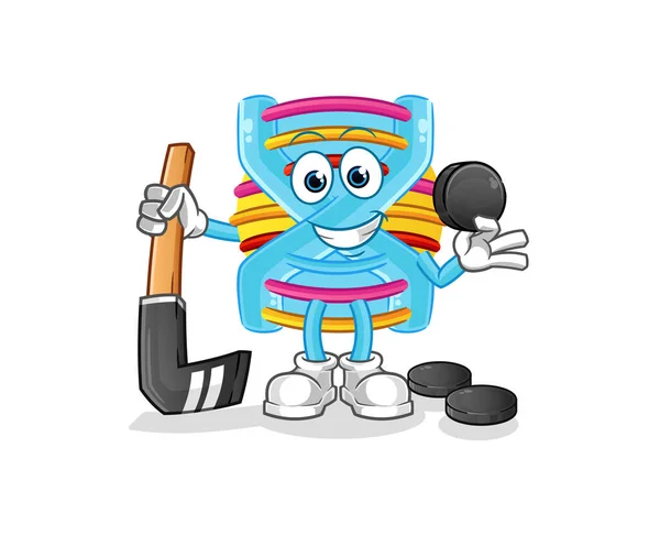 Dna Playing Hockey Vector Cartoon Character — Stock Vector