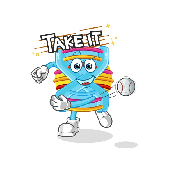 Dna Throwing Baseball Vector Cartoon Character — Stock Vector