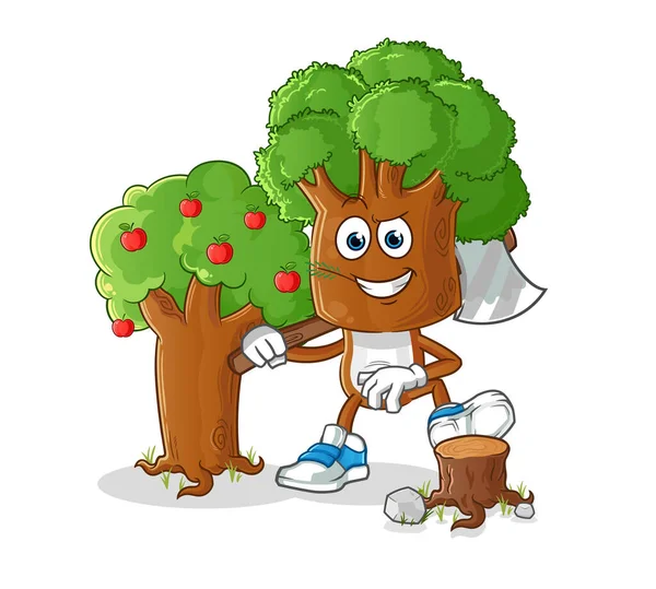 Ağaç kafalı çizgi film Carpenter Illustrasyon. karakter vektörü