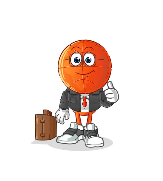 Baloncesto Cabeza Caricatura Oficina Trabajador Mascota Vector Dibujos Animados — Vector de stock