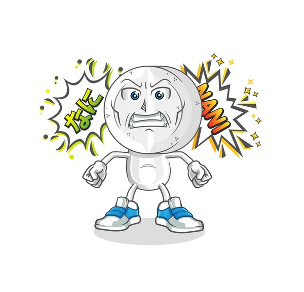 İlaç tableti, çizgi film başındaki kızgın vektör. çizgi film karakteri