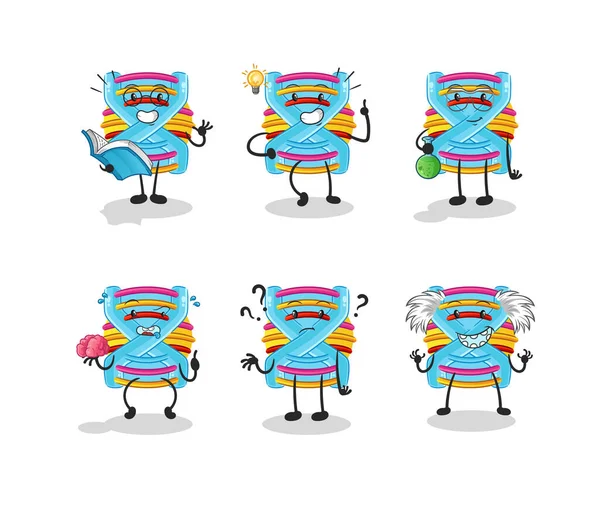 DNA düşünen grup karakteri. çizgi film maskotu vektörü