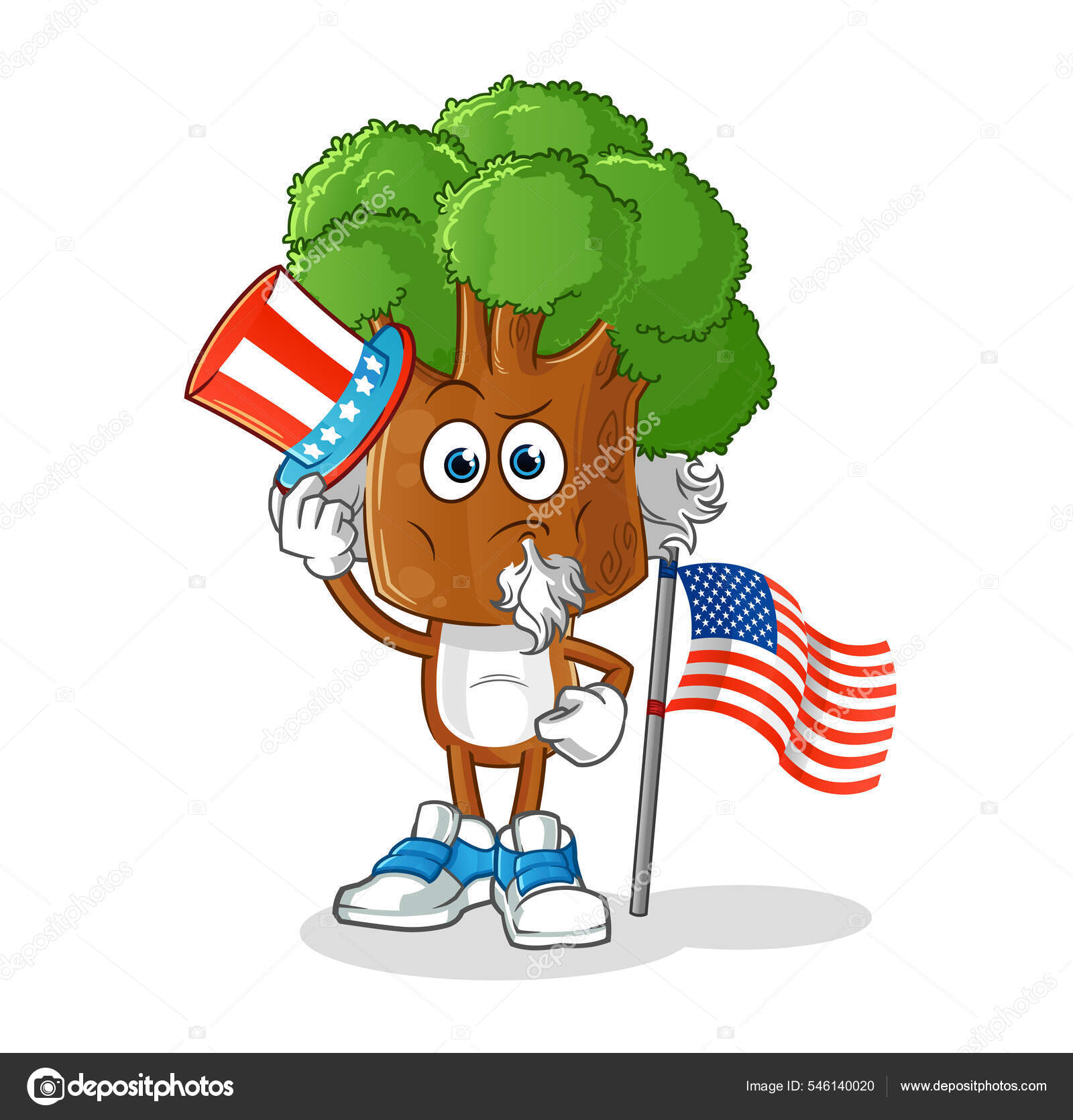 Tree Head Cartoon Uncle Sam Character Cartoon Mascot Vector Stock
