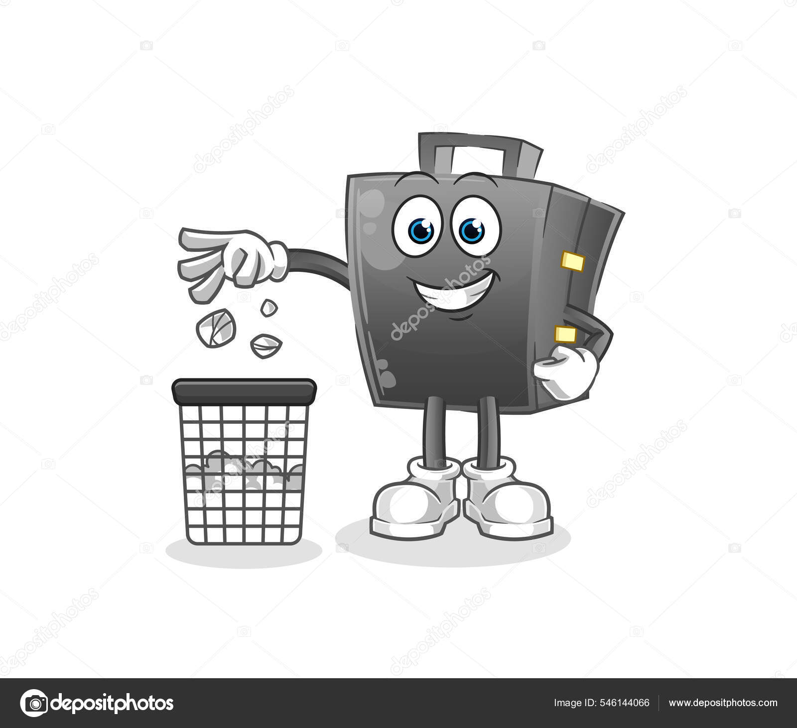 가방에 쓰레기 마스코트를 스톡 벡터 - ©hariyusuf.rap.gmail.com 546144066, image size:1600x1462