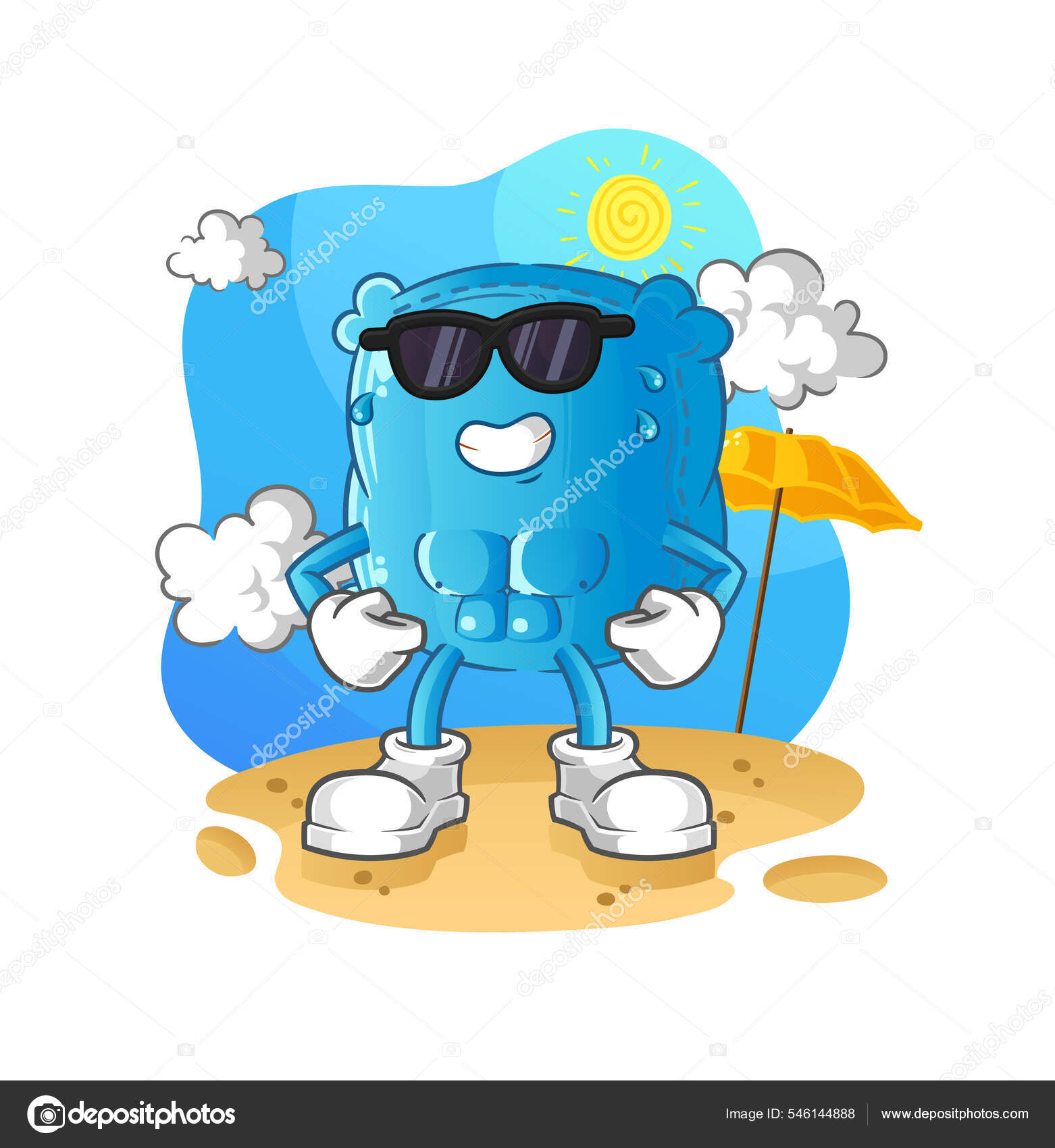 Pillow Sunbathing Summer Character Vector Stock Vector by ©hariyusuf