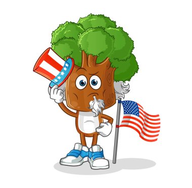 Ağaç kafalı çizgi film karakteri Sam Amca. çizgi film maskotu vektörü