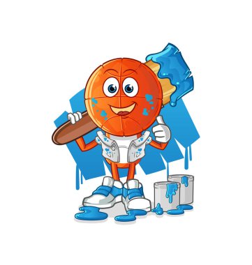 Basketbol baş karikatür ressamı çizimi. karakter vektörü