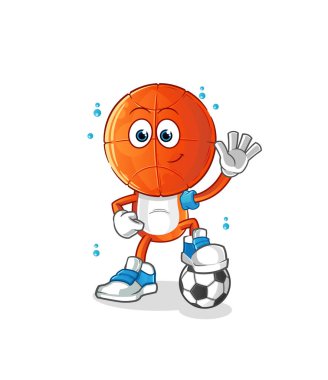 Basketbol baş çizgi filmi futbol illüstrasyonu oynuyor. karakter vektörü