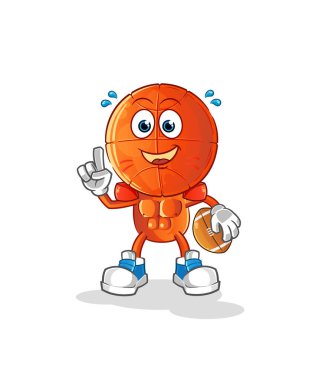 Ragbi karakteri oynayan basketbol baş çizgi filmi. çizgi film vektörü