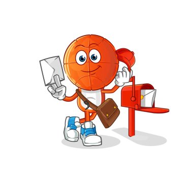 Basketbol baş karikatür postacı vektörü. çizgi film karakteri