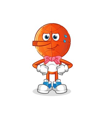 Basketbol baş çizgi filmi Pinokyo karakteri gibi yalan söylüyor. çizgi film vektörü