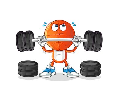 Basketbol kafa çizgi filmi halterci karakteri kaldırıyor. çizgi film vektörü