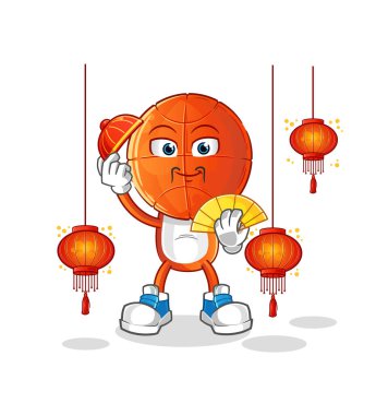 Fener resimli Çin çizgi filmi. karakter vektörü
