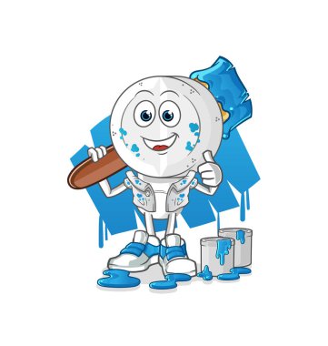 İlaç tableti baş çizgi film ressamı illüstrasyonu. karakter vektörü