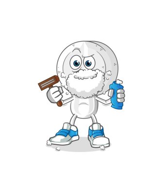 İlaç tableti kafa çizgi filmi sakal tıraşı vektörü. çizgi film karakteri