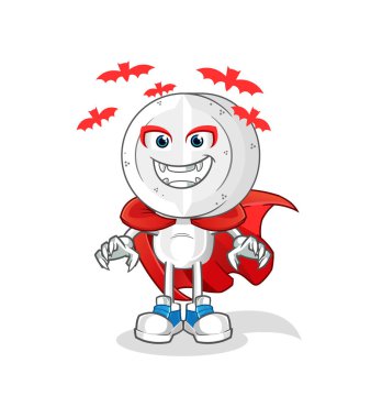 İlaç tableti kafa çizgi filmi Drakula illüstrasyonu. karakter vektörü