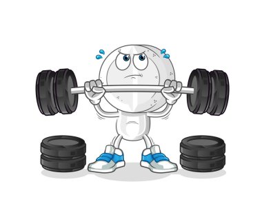 İlaç tableti kafa çizgi filmi halterci karakteri kaldırıyor. çizgi film vektörü