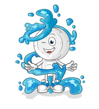 İlaç tableti kafa karikatürü. Su maskotuyla taze. çizgi film vektörü