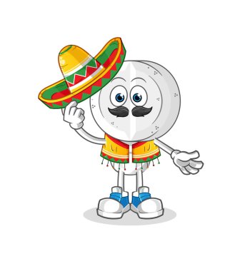 İlaç tableti kafa karikatürü Meksika kültürü ve bayrağı. çizgi film vektörü