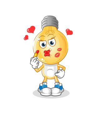 Ampul kafalı çizgi film maskotu. çizgi film vektörü