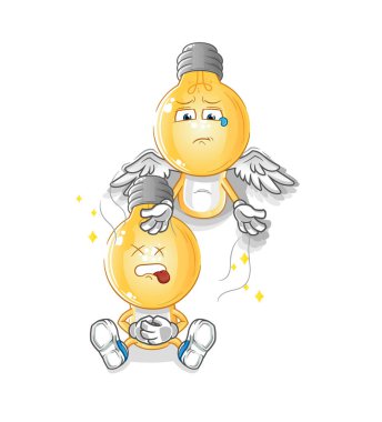 Ampul kafalı çizgi film ruhu vücut maskotunu terk eder. çizgi film vektörü