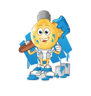 Ampul başlıklı çizgi film ressamı illüstrasyonu. karakter vektörü