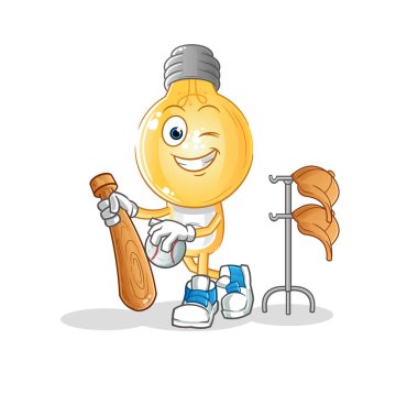 Maskotu oynayan ampul kafalı çizgi film karakteri. çizgi film vektörü