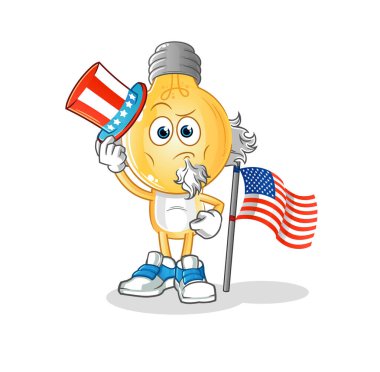 Ampul kafalı çizgi film karakteri Sam Amca. çizgi film maskotu vektörü