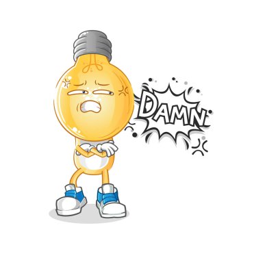 light bulb head cartoon very pissed off illustration. character vector