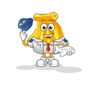 Muz pilotu maskotu. çizgi film vektörü