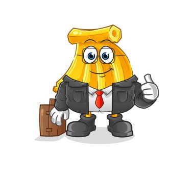 Muz ofis çalışanı maskotu. çizgi film vektörü