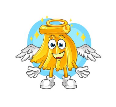 Kanat vektörlü muz meleği. çizgi film karakteri