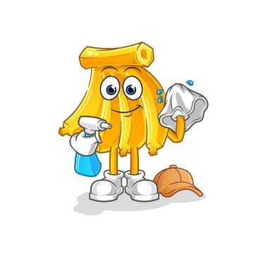 Muz temizleyici vektör. çizgi film karakteri