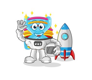DNA astronotu el sallıyor. çizgi film maskotu vektörü