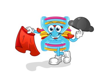 Kırmızı bez resimli DNA matadoru. karakter vektörü