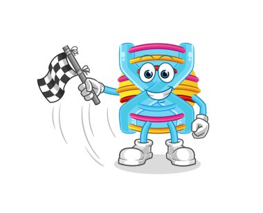 DNA tutma bitiş bayrağı. çizgi film maskotu vektörü