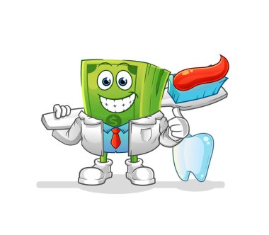 Para dişçisi illüstrasyonu. karakter vektörü