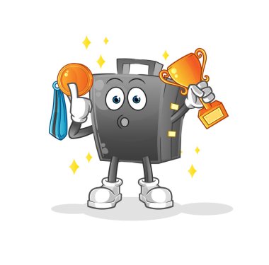 Trophie 'li evrak çantası sahibi. çizgi film karakteri