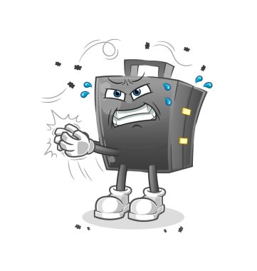 Evrak çantası sinek karakteri. çizgi film maskotu vektörü