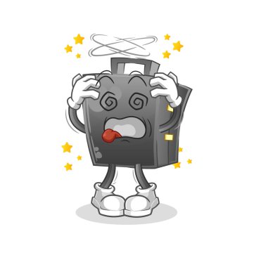 Evrak çantasının baş döndürücü maskotu. çizgi film vektörü