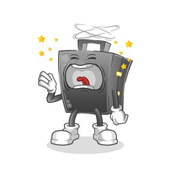 Evrak çantası esneme karakteri. çizgi film maskotu vektörü