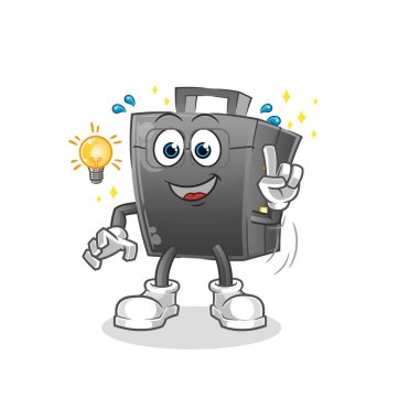 Çantanın bir fikir karikatürü var. maskot vektörü