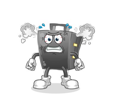 Evrak çantası çok kızgın bir maskot. çizgi film vektörü